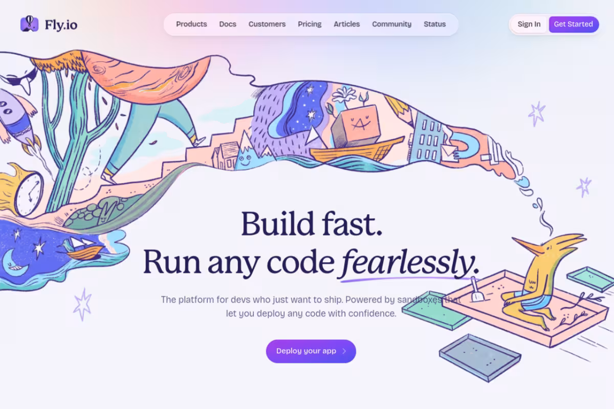 Fly.io homepage screenshot