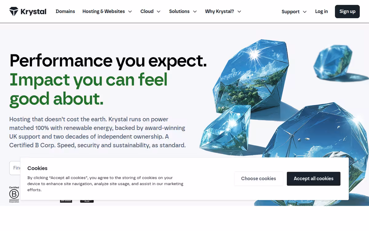 Krystal homepage screenshot