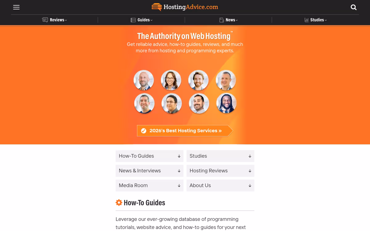 HostingAdvice (review platform) homepage screenshot