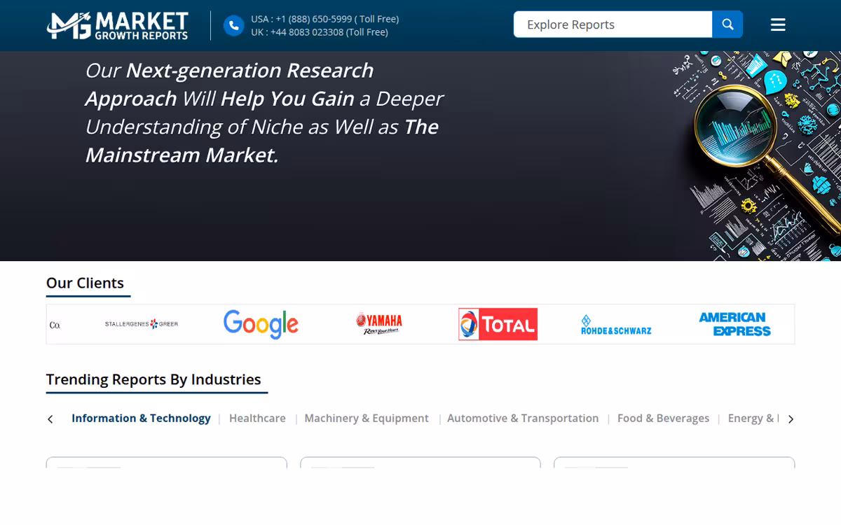 MarketGrowthReports (hosting market report) homepage screenshot