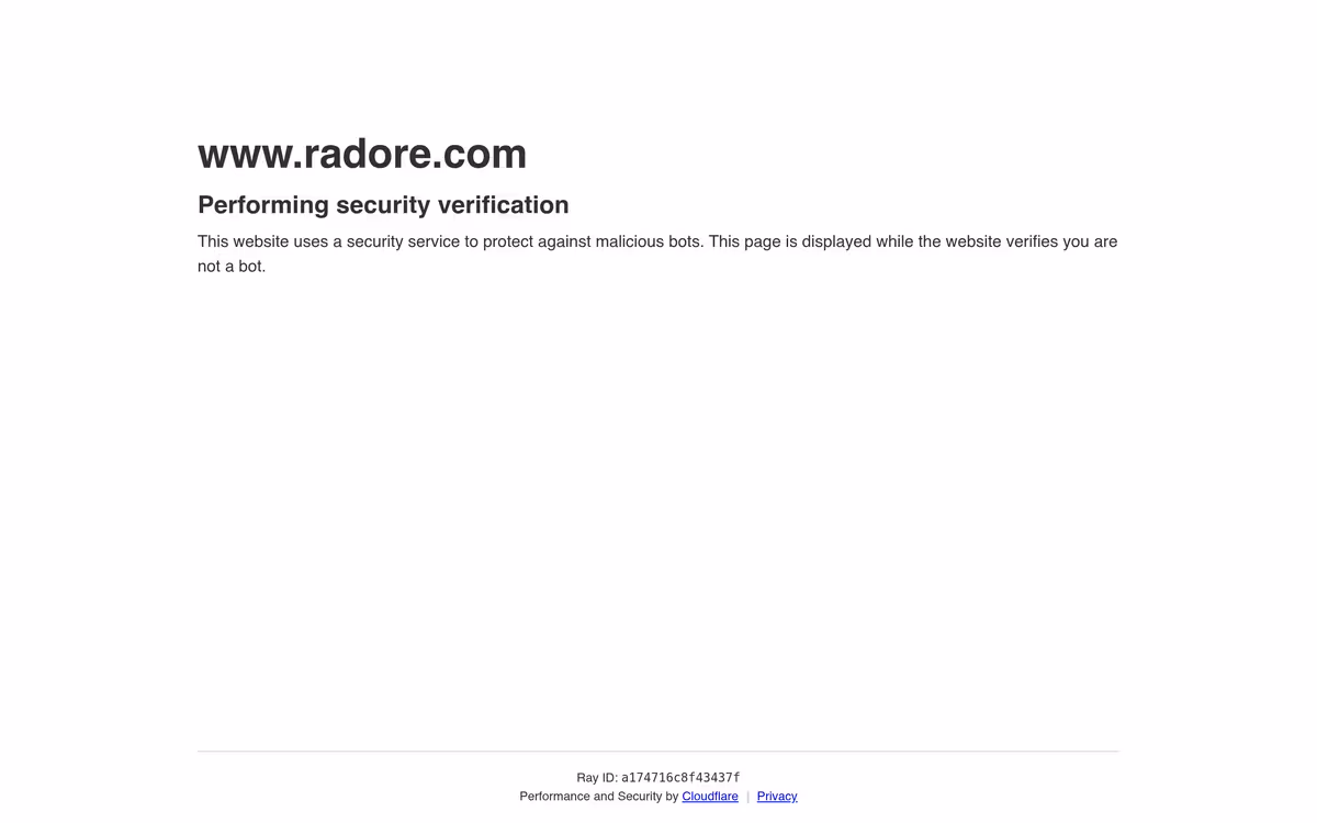Radore homepage screenshot