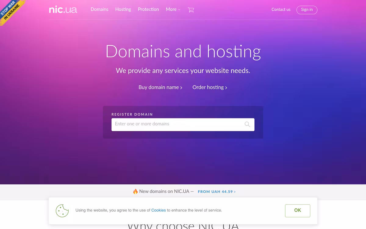 NIC.UA homepage screenshot