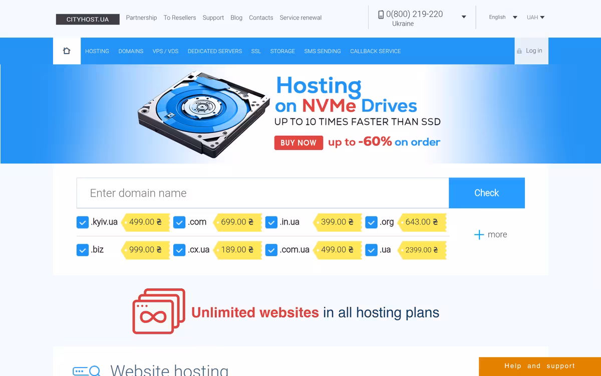 Cityhost homepage screenshot