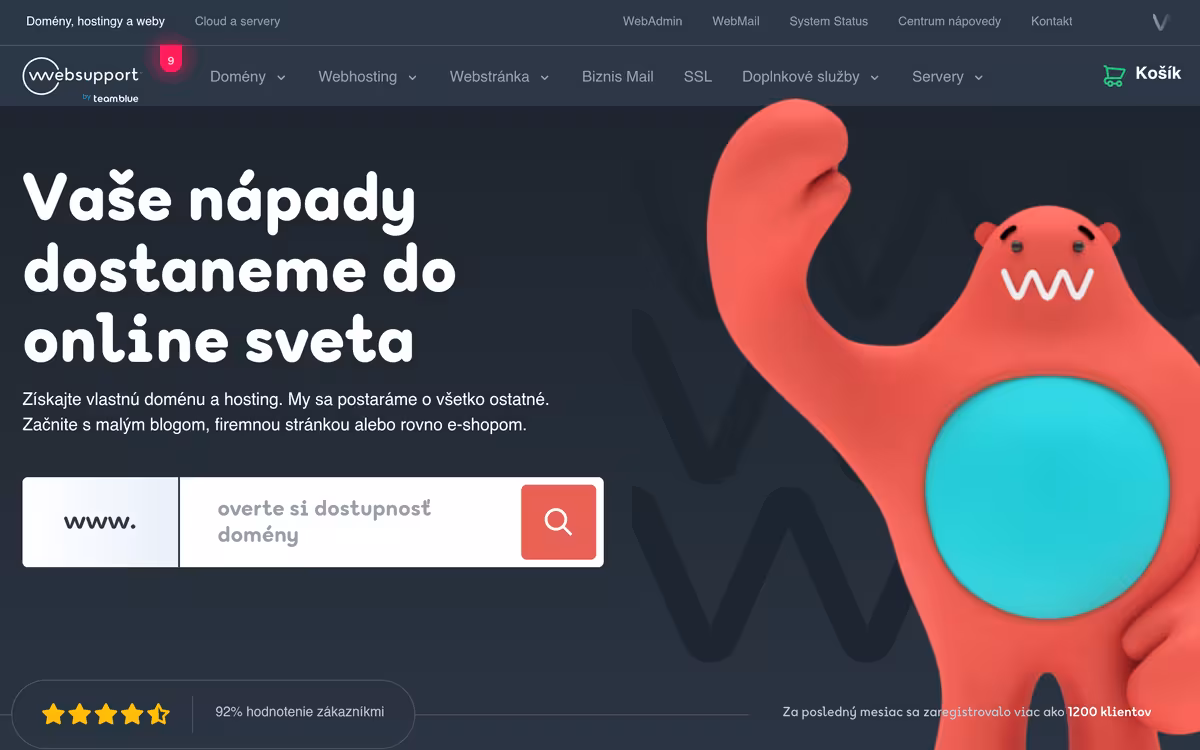 Websupport homepage screenshot
