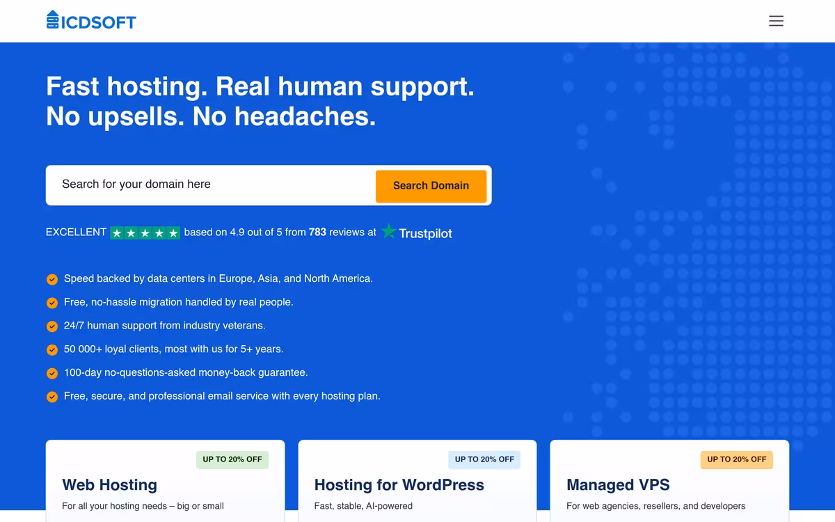 ICDSoft homepage screenshot
