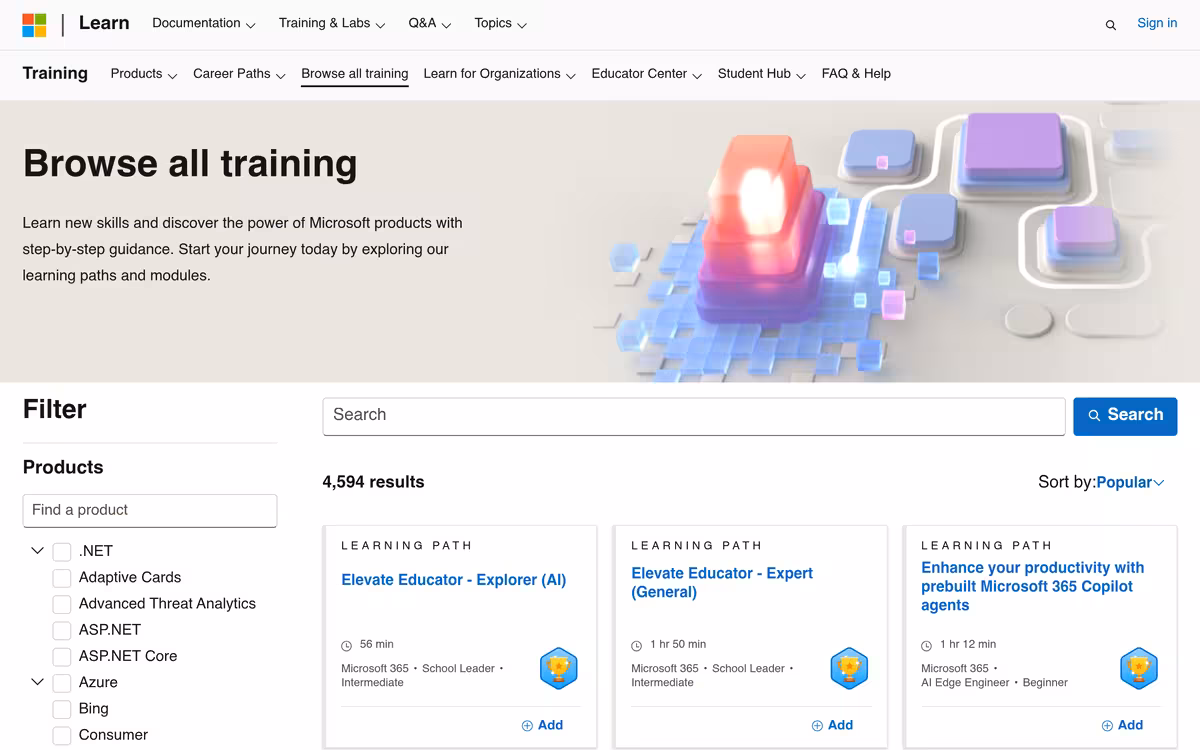 Microsoft Learn Beginner Python homepage screenshot
