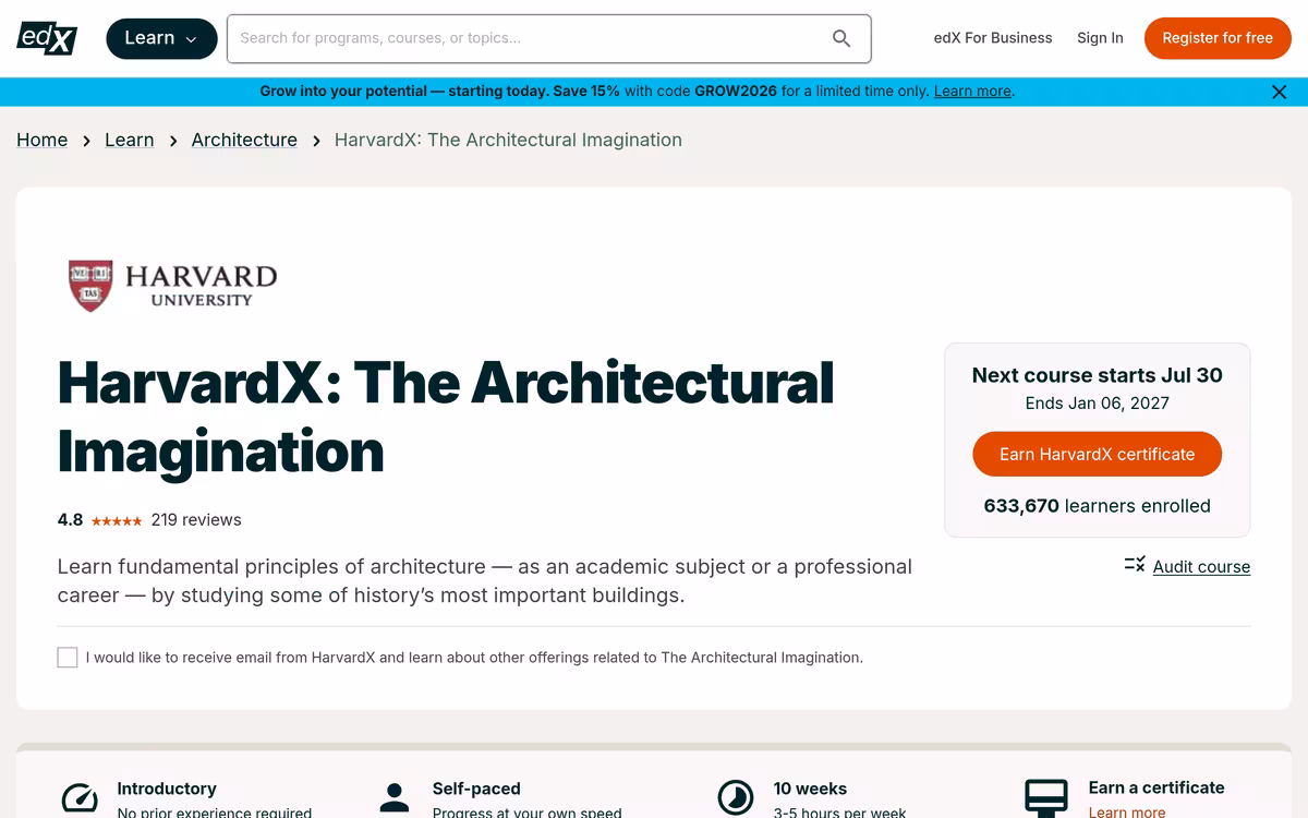 The Architectural Imagination homepage screenshot