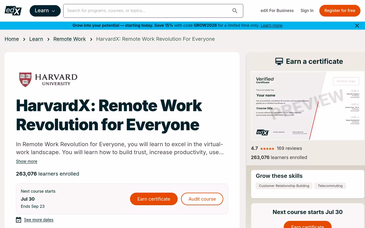 Remote Work Revolution for Everyone homepage screenshot