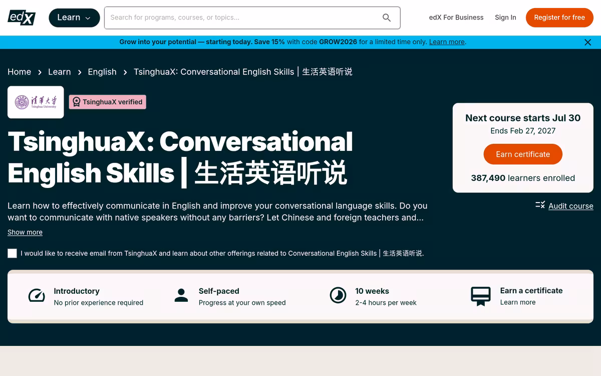 Conversational English Skills homepage screenshot