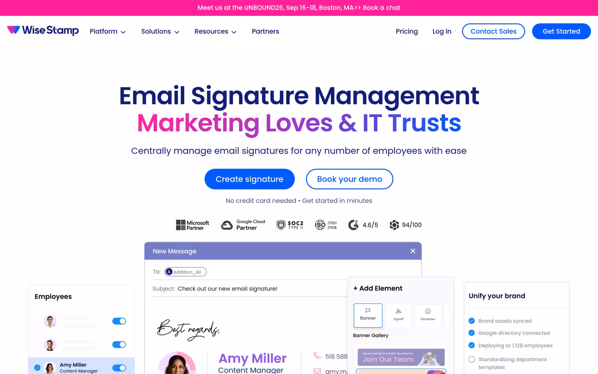 WiseStamp homepage screenshot
