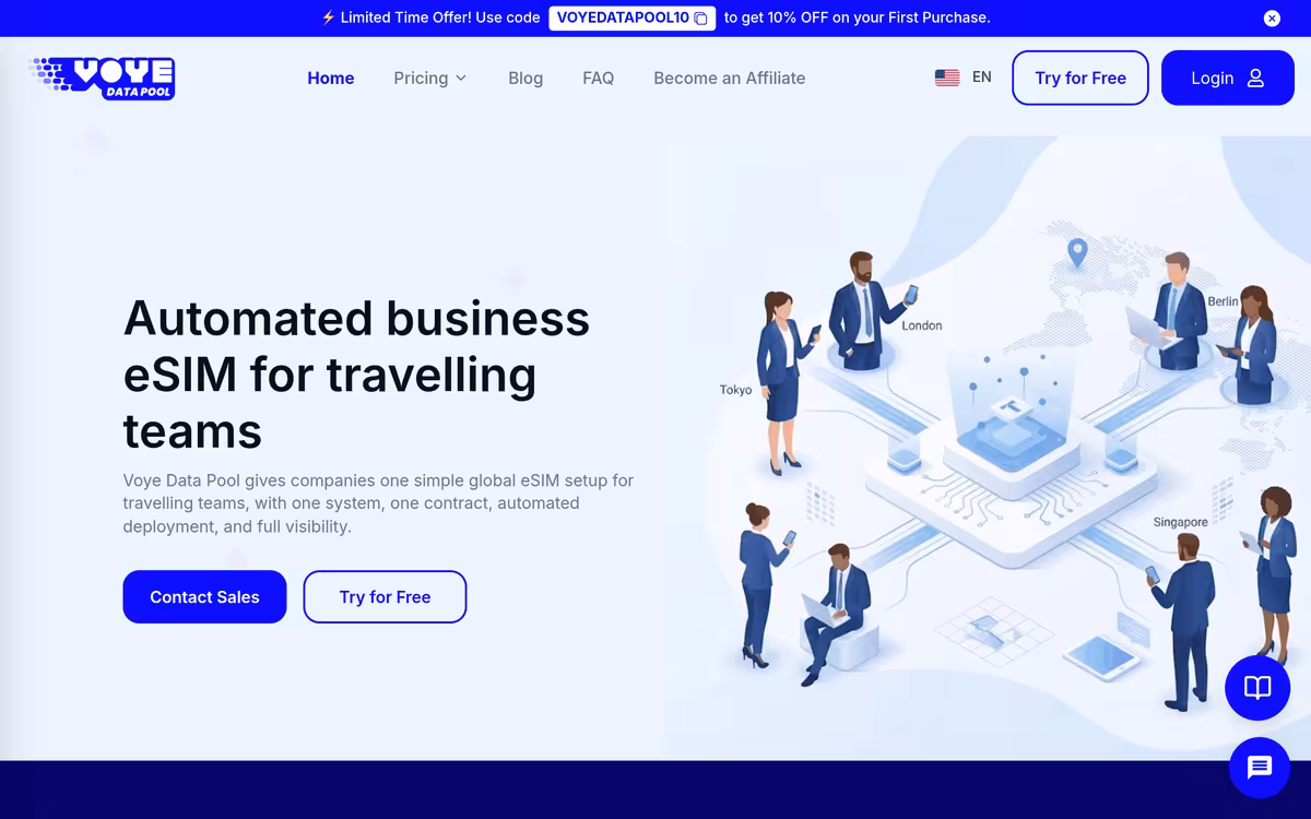 Voye Global homepage screenshot