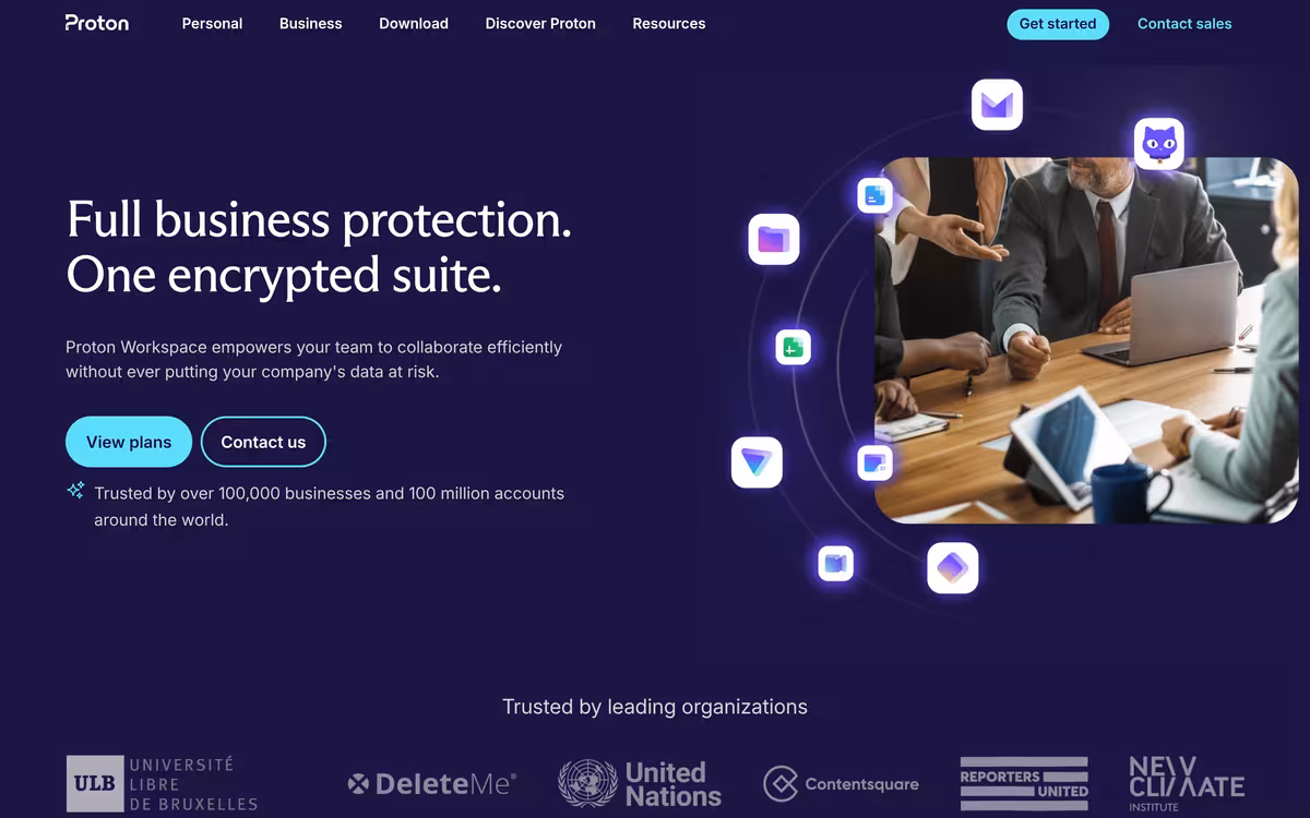 Proton homepage screenshot