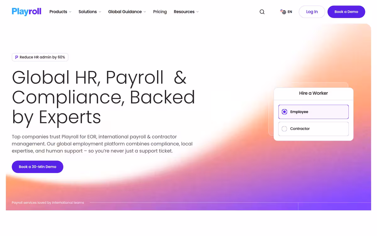 Playroll homepage screenshot