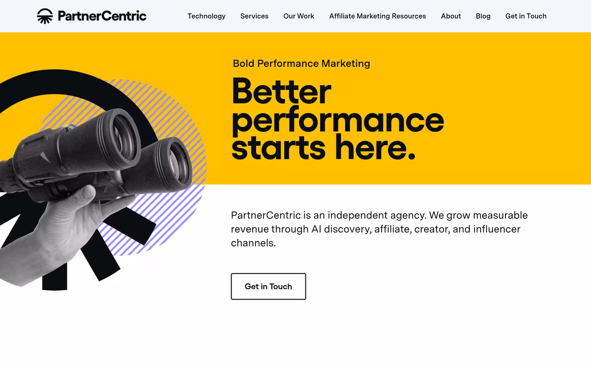 PartnerCentric homepage screenshot