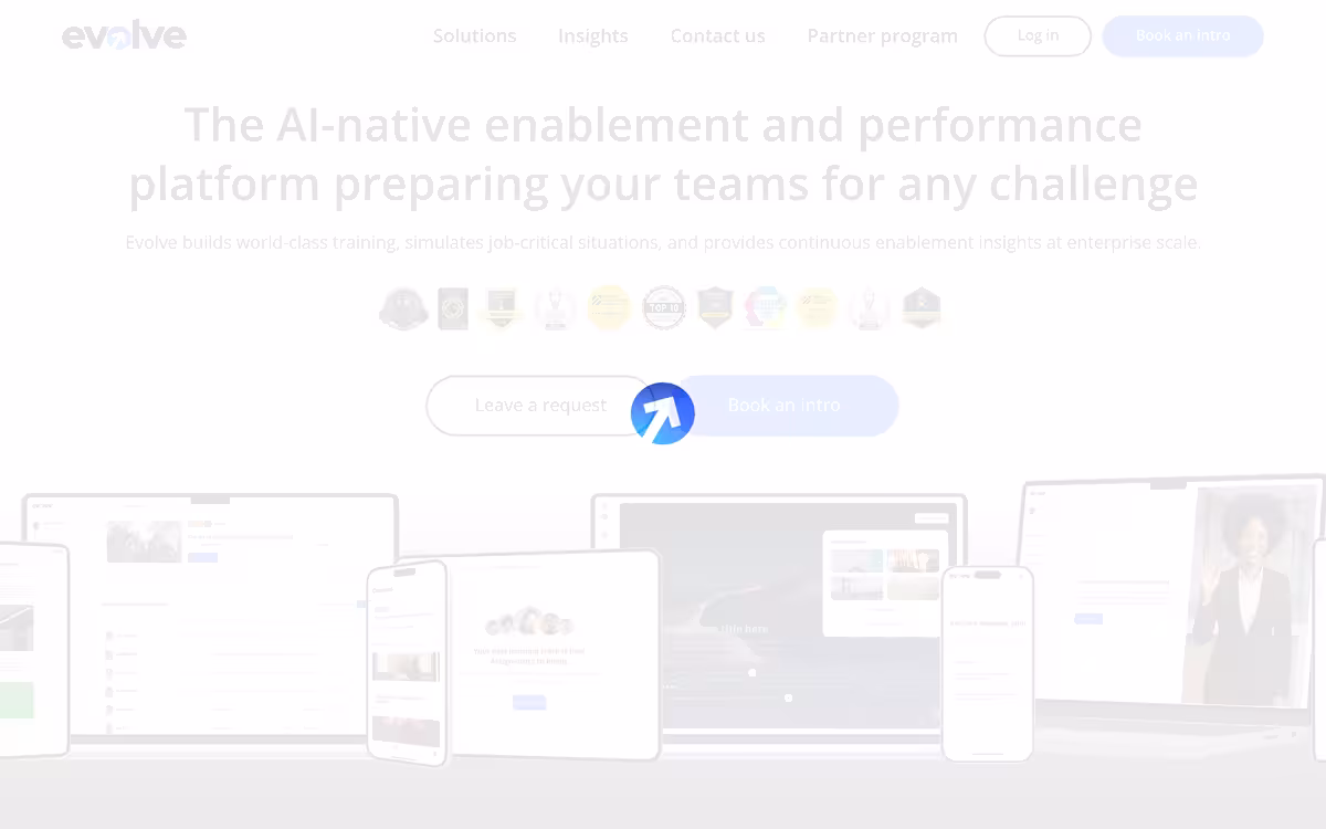 Evolve homepage screenshot