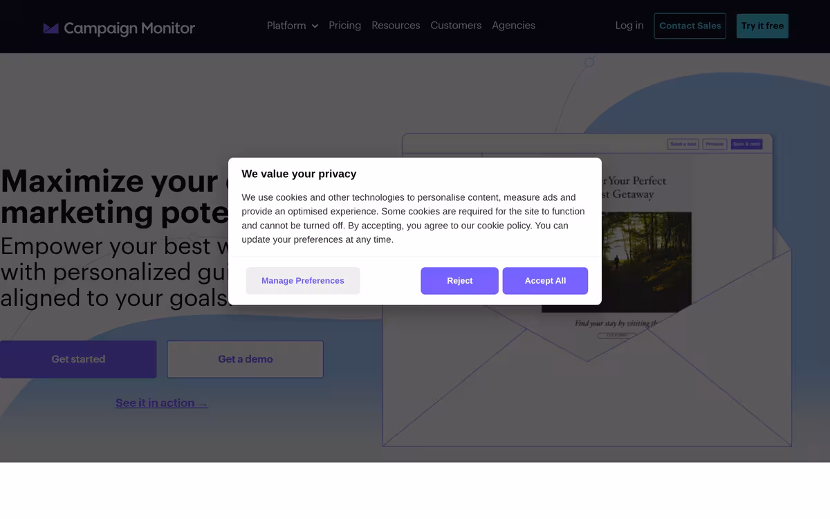 Campaign Monitor by Marigold homepage screenshot