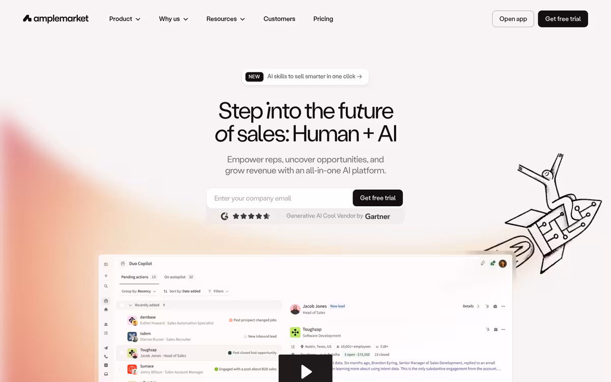 Amplemarket homepage screenshot
